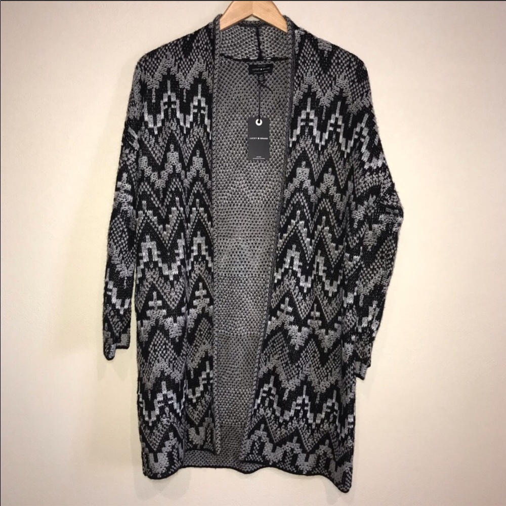 Lucky Brand Cardigan, Long/Black/Gray
